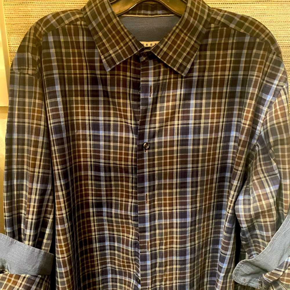 Joseph abboud regular fit cotton plaid shirt.